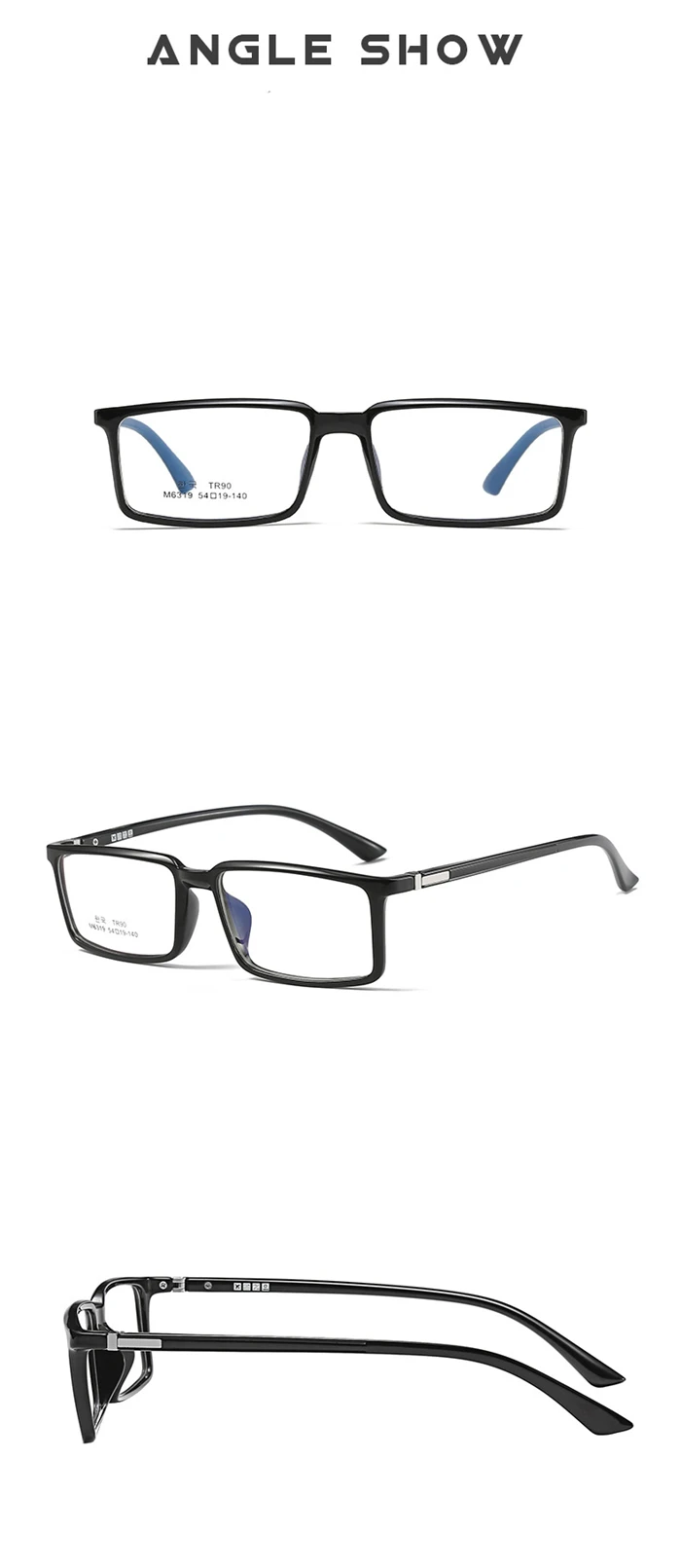 0 -0.5 -0.75 bis -6.0 blaues Licht blockiert Kurzsichtig keit Brillen Männer tr90 quadratische kurzsichtige Brille für Frauen – Detail 7