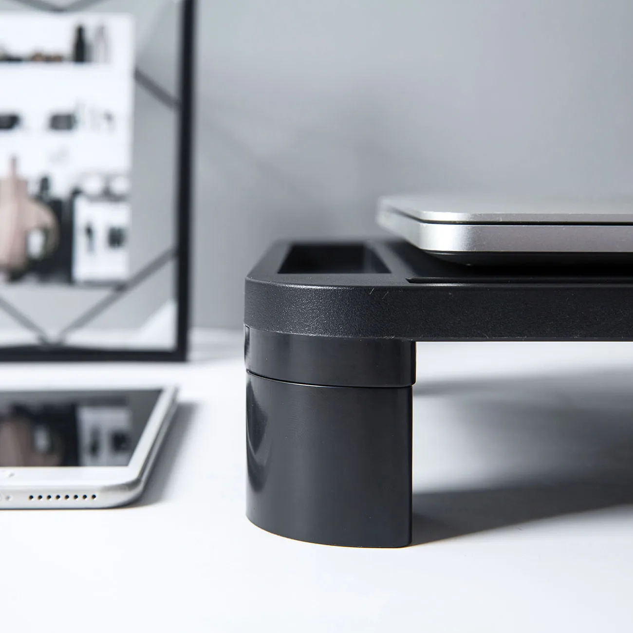 Ajustável Home Office Desktop Monitor Stand, Self Assembly, LCD, TV, Laptop Rack, Computer Screen Riser Shelf, 1Pc