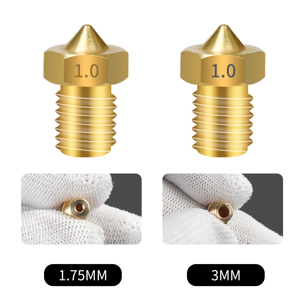 Rampas 5 peças ed3 rosqueado bocal de bronze v5 v6 m6 0.2/0.3/0.4/0.5/0.6/0.8/1.0mm peça da impressora 3d para o filamento de 1.75/3mm