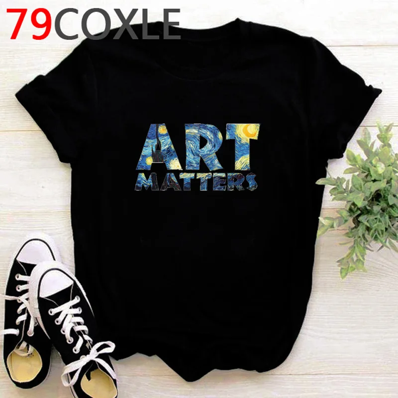 Aesthetic Van Gogh T Shirt Women Kawaii Cartoon Cute Grunge T-shirt Vintage Starry Night Graphic Tees Ulzzang Streetwear Female