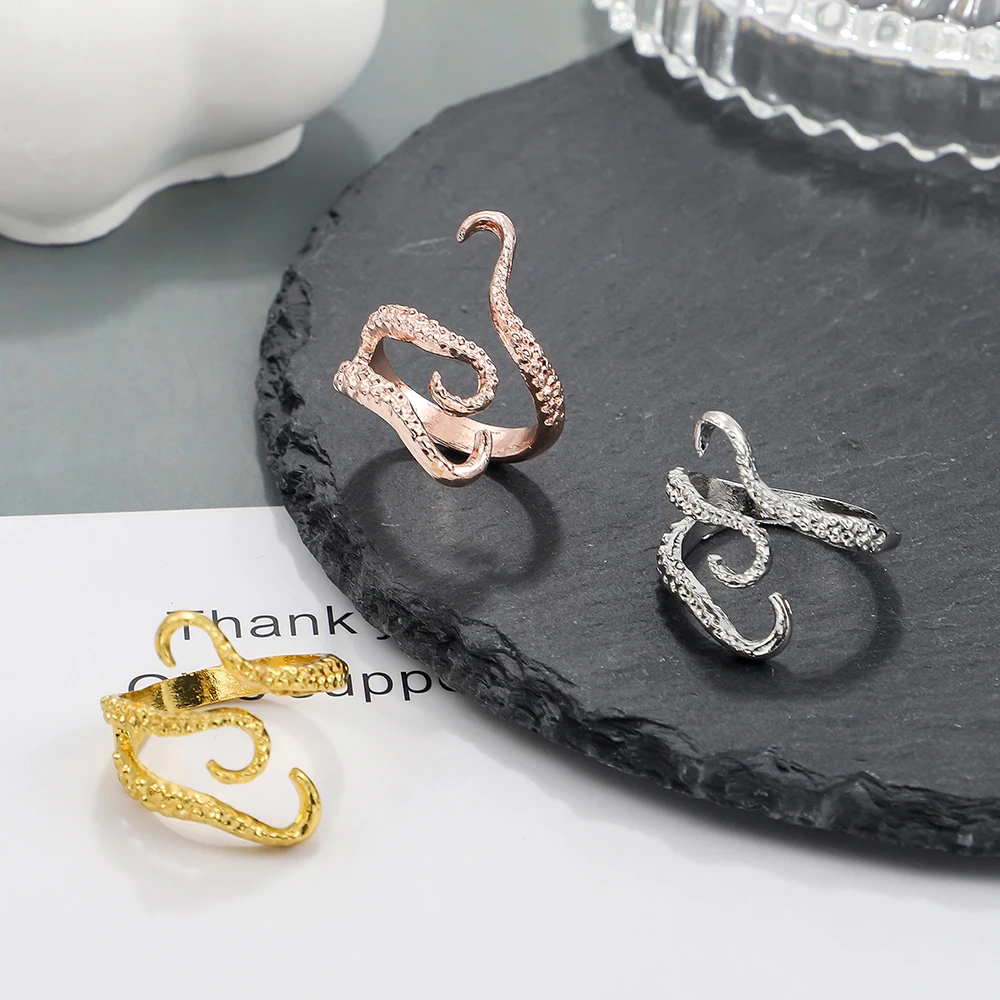 Creative Octopus Tentacle Alloy Ring Fashionable Men\'s And Women\'s Wrap Pattern Adjustable Ring Jewelry