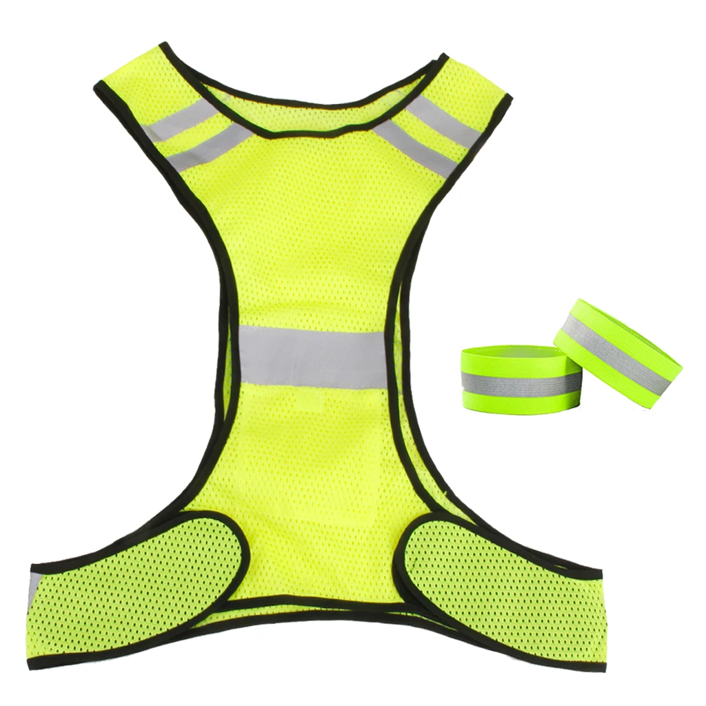 1 Set Unisex Adjustable Reflective Vests Safety Cycling Vest Belt Traffic Sanitation 360 Degrees High Visibility Night Running