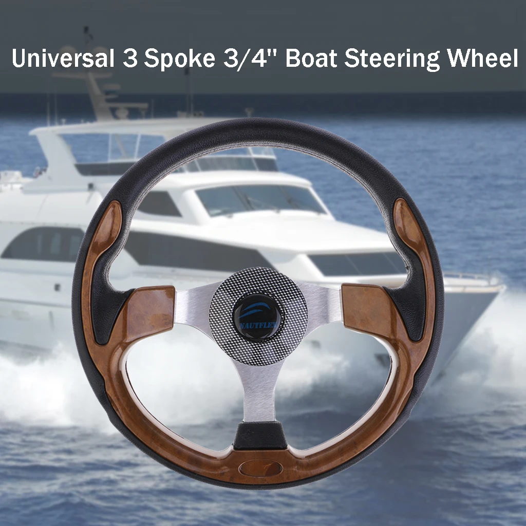 320mm Marine Boat Steering Wheel Fits 3/4' 19mm Tapered Shaft 3 Spoke Steering Wheel for Marine Yacht Pontoon Speedboat Cruiser