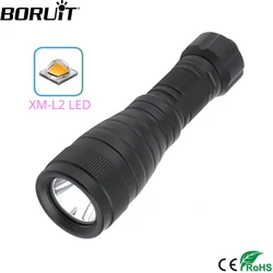 BORUiT-linterna de buceo submarina, luz LED IPX8, impermeable, bajo el agua, 150M, alimentada por batería 18650, DIV05