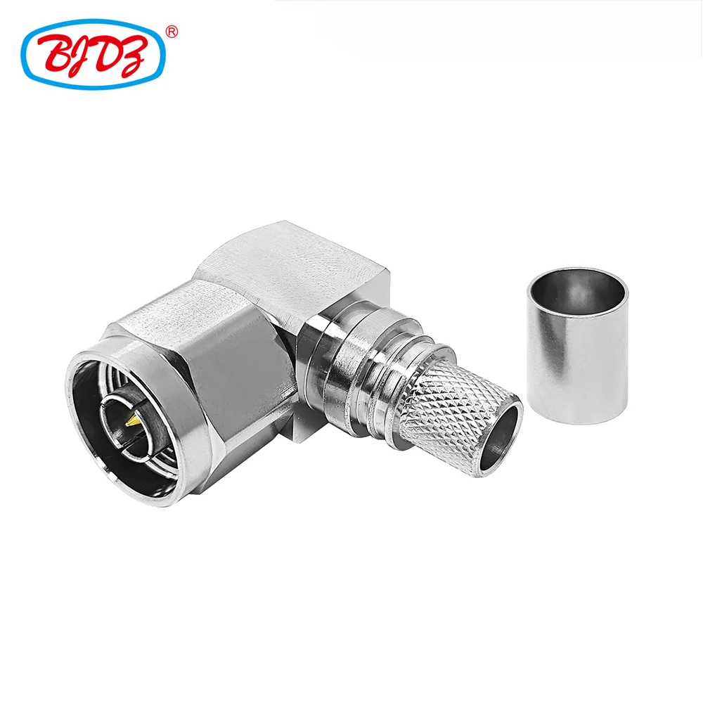 

5 PCS N Male Right Angle Crimp Solderless RF Connector for RG8 LMR400 Cable