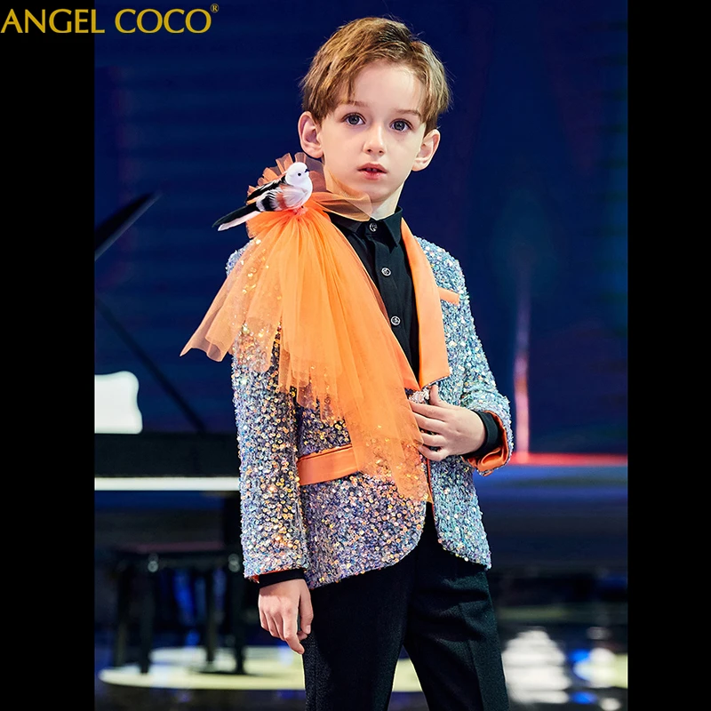 

Children's Evening dress sequined Kids Suits Boys suits for weddings Pageant Dresses For Children Teen clothing Gentleman Dress