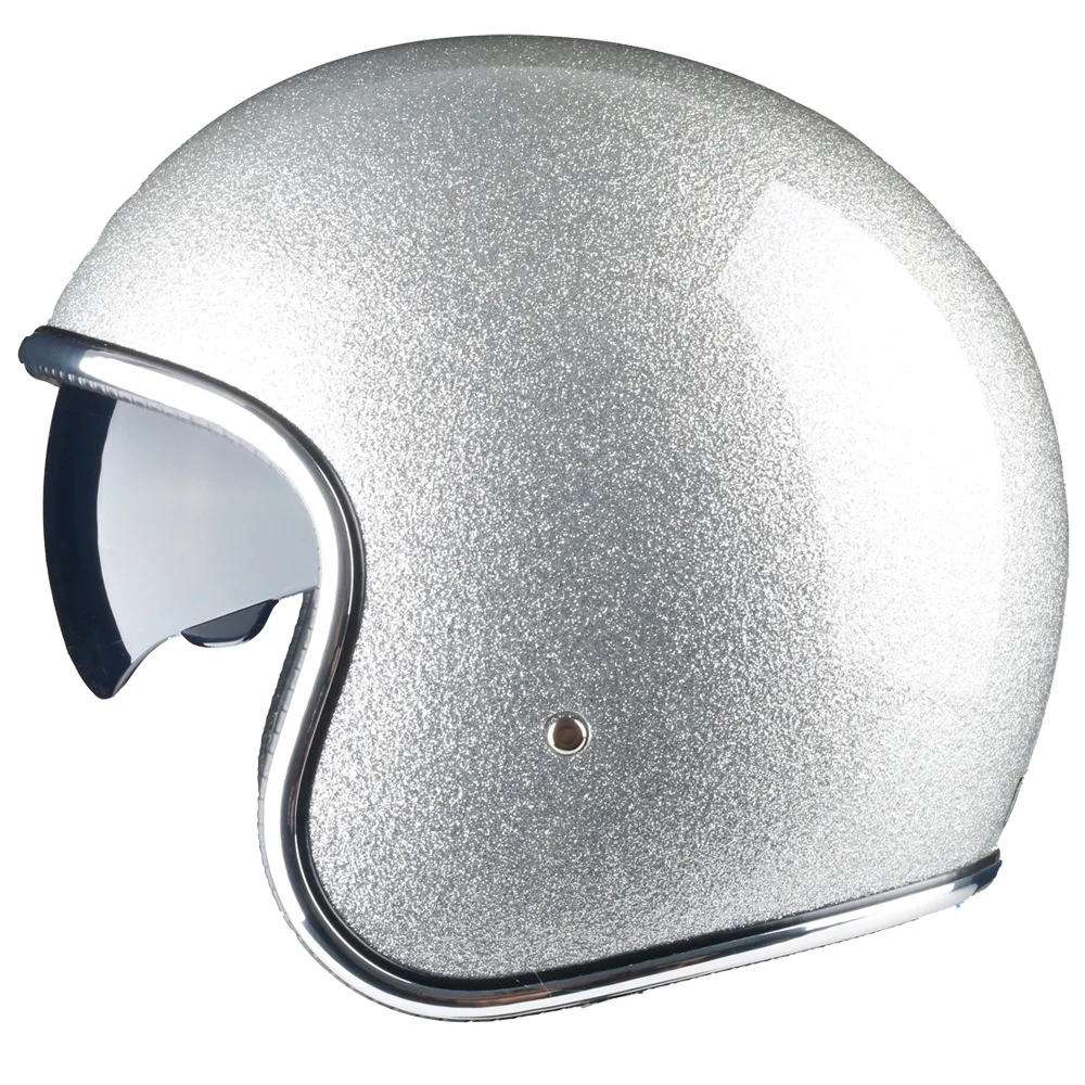 

Shiny silver Motorcycle helmet 3/4 open face helmet Light weight DOT