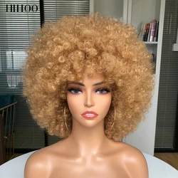 Short Hair Afro Kinky Curly Wig With Bangs Women's wigs Cosplay Blonde Wig Pink Synthetic Wig Halloween Black Wig Blue Red Brown