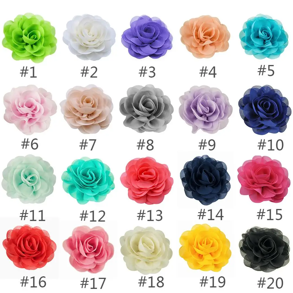 20 renk kızlar şifon çiçek saç klipleri prenses gül şapkalar butik çocuk tokalar tokalarım çocuklar saç Acccessories