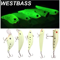 WESTBASS-señuelo de Pesca luminoso, cebo Crankbait Minnow, lápiz que se hunde, Swimbait, brillo, Popper duro, Pesca oscura Isca, 1 ud.