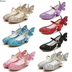 Crystal Girls Shoes Elsa Aurora Glitter Sandals Butterfly cenerentola Belle Sofia Rapunzel Shoes regalo di compleanno per bambini