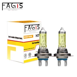 Fagis Dot 2 Pcs H7 12V 55W Yellow Lights 2800k Car Accessories Headlight Auto Fog Lamps Halogen Bulbs