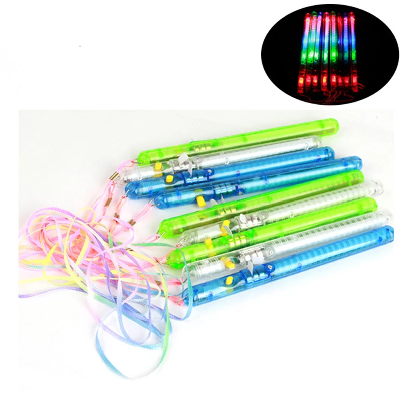 

Button Battery Multi Colorful 7 modes Flashing LED Night Light Wand Glow Sticks Strap Camp for Party Event Free Shipping 100pcs