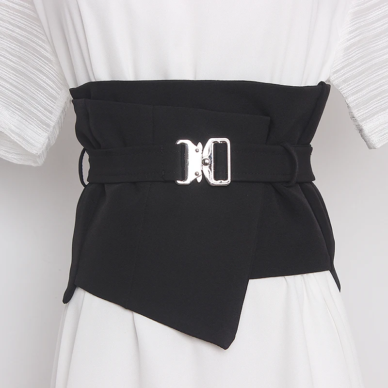 Women's Runway Fashion Black Fabric Cummerbunds Female Dress Corsets Waistband Belts Decoration Wide Belt TB900