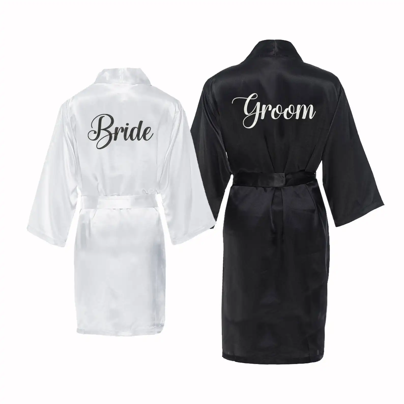 Gepersonaliseerde Bruid & Bruidegom Gewaden Set Monogram Hem En Haar Gewaden Koppels Bruiloft Gewaden Custom Bijpassende Hubby & Wifey Gewaden