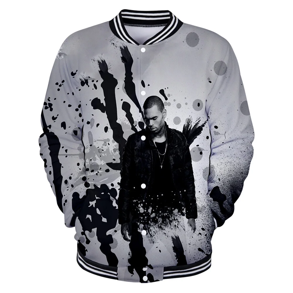 Breezy Chris Brown 3D Print Baseball Jacket for Men, Bomber Jacket, OupillStreetwear, Casual Survêtement, Hip Hop Hoodies, Sweatshirt