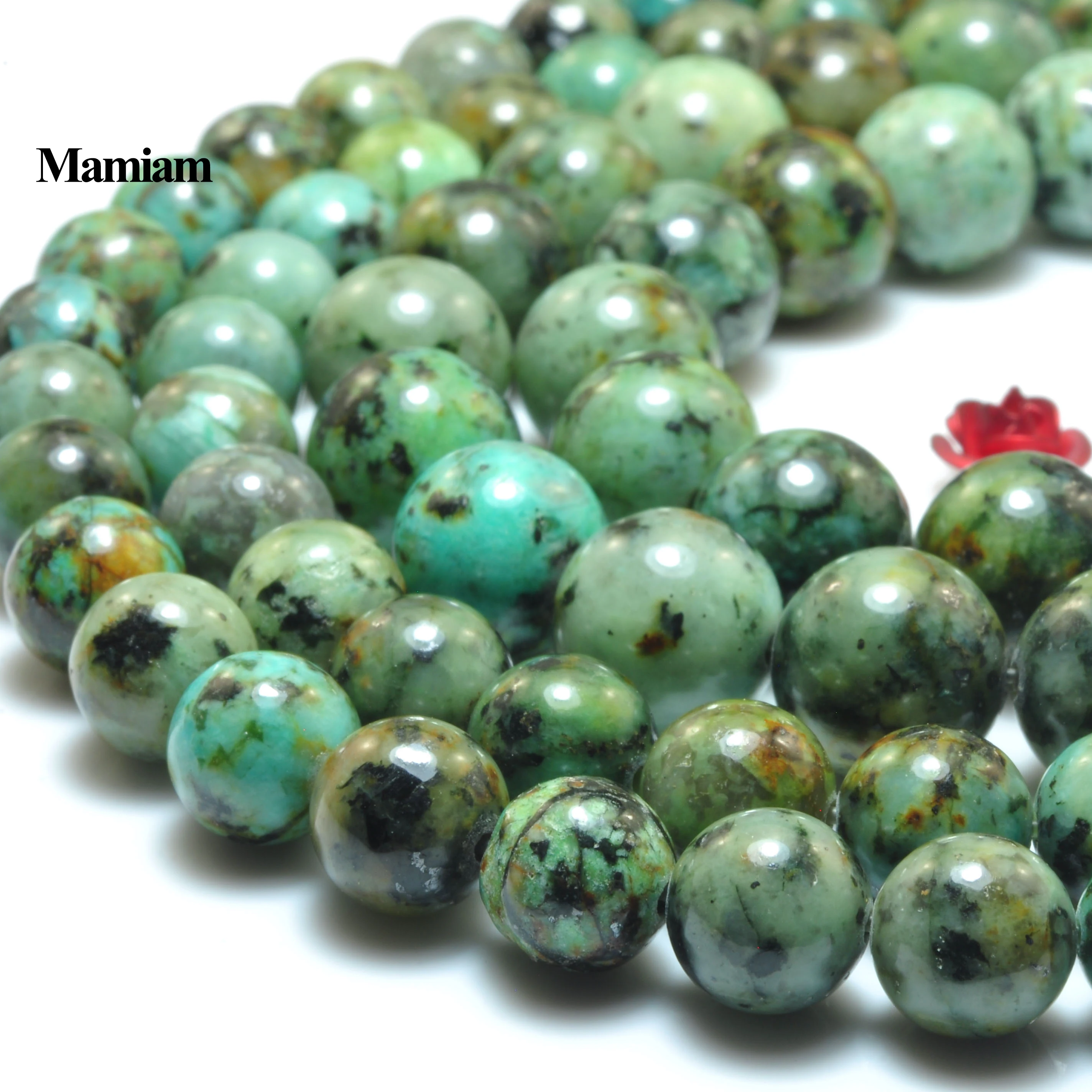 Mamiam Natural Africa Turquoise Smooth Round Loose Stone 6-10mm Beads Diy Bracelet Necklace Jewelry Making Gemstone Gift Design
