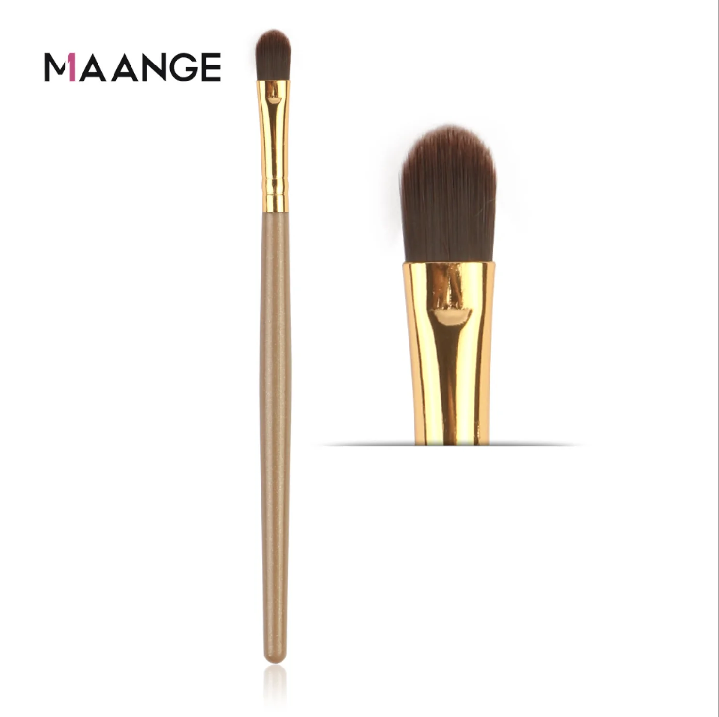 MAANGE – correcteur professionnel pour les yeux, pinceau marron, pour fard à paupières, pinceau plat, pour une couverture complète et un mélange de précision, 2 pièces