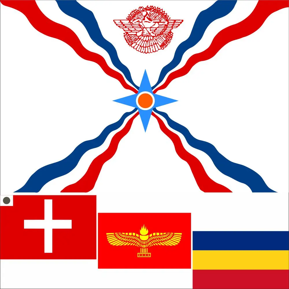 Assyrian Empire Flag 3X5ft Iraq National 90X150cm Syriac-Aramaic People Banner