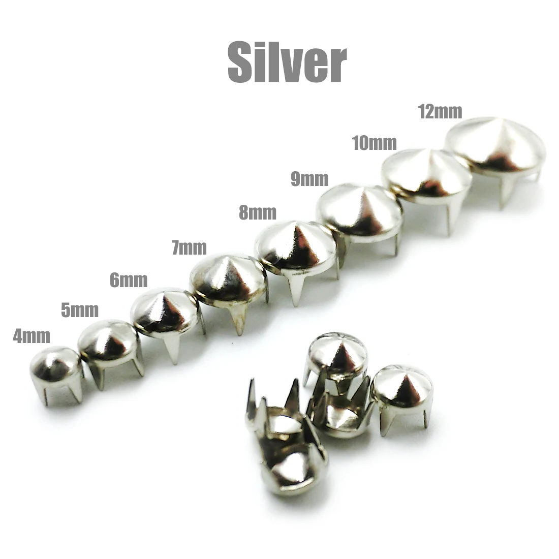 100pcs 4-12mm 4 Claw Cone Spike Nailhead Spots Studs Rivets Punk Rock DIY Leather Craft For Clothing Bag Shoes Parts Decoration