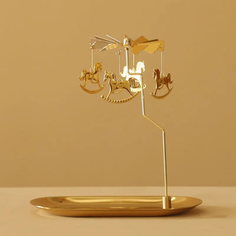 Castiçal giratório romântico, suporte de velas de metal, decoração de festa em casa, presente, dropship