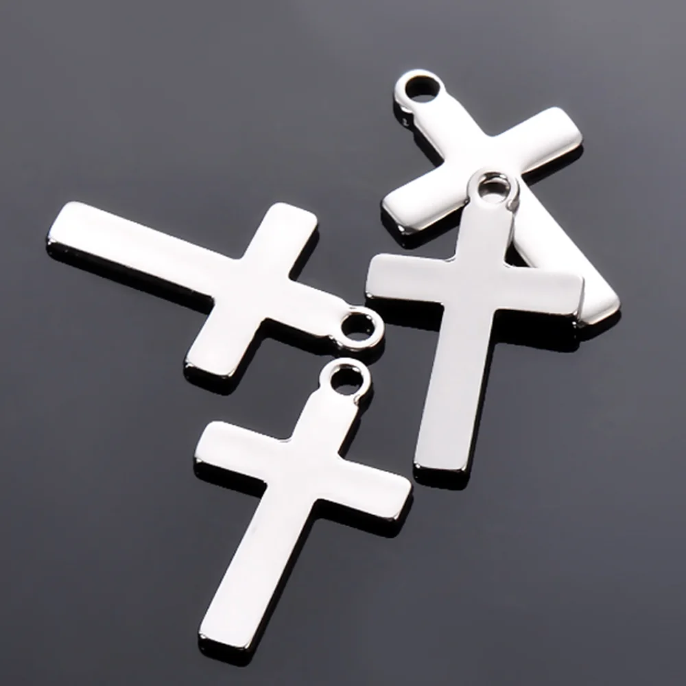 

50pcs Stainless Steel Cross Bracelet Connectors Pendants Charms for Necklace Earring DIY Jewelry Making Craft Accessories