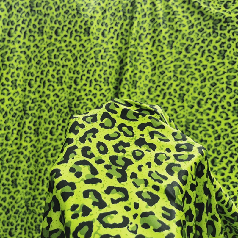 Good,Milk Silk,Fruit green Knit Cotton/Spandex Fabric,4 Way Elastic,Leopard Pattern Print,Diy,Sewing Dress Sexy Clothing,Pants