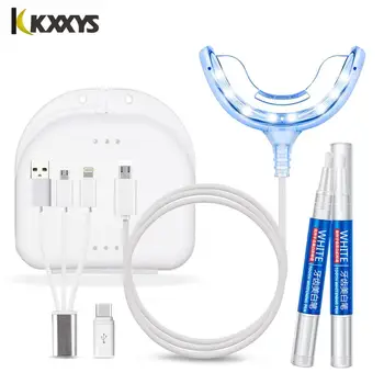 Professional teeth whitening kit 16x accelerator light blue LED light concentrated peroxide gel mouth tray teeth