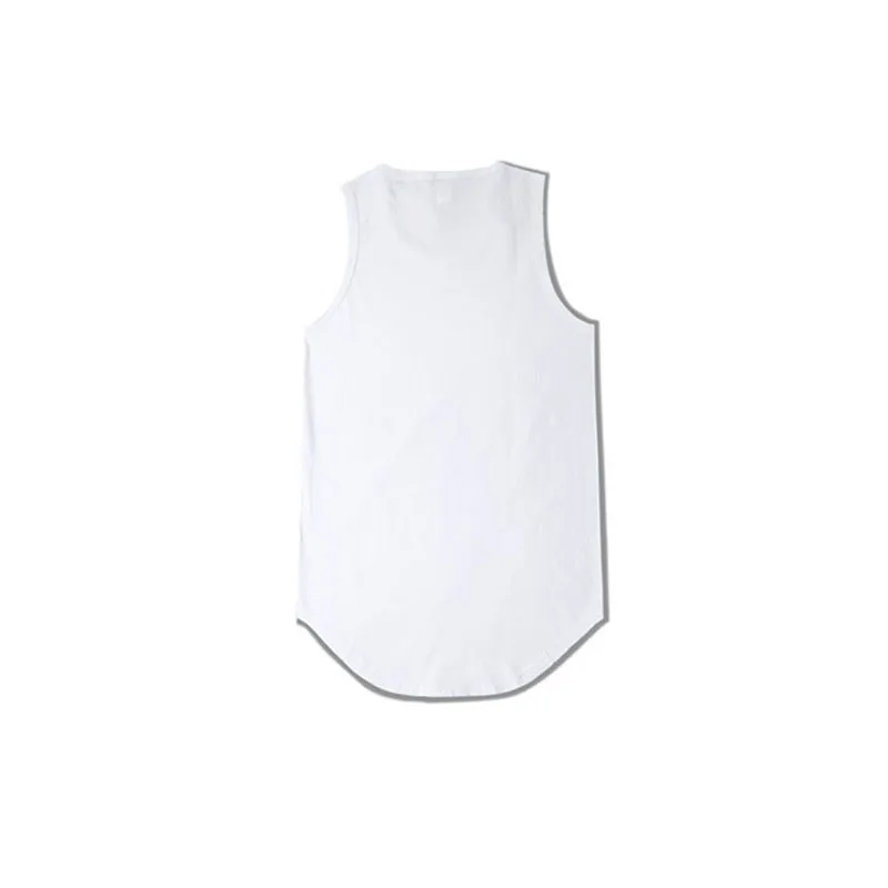 Streetwear Sleeveless Curved Hem Long line Tops Summer Hip Hop Extended tank top men Vintage Cool Urban Blank Vest TX151-R