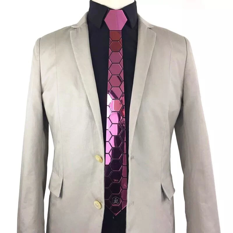 Corbata azul delgada de acrílico para hombre, 7 colores, brillante, Hexagonal, a cuadros, ostentosa, roja, seda, fiesta de boda, regalo de negocios