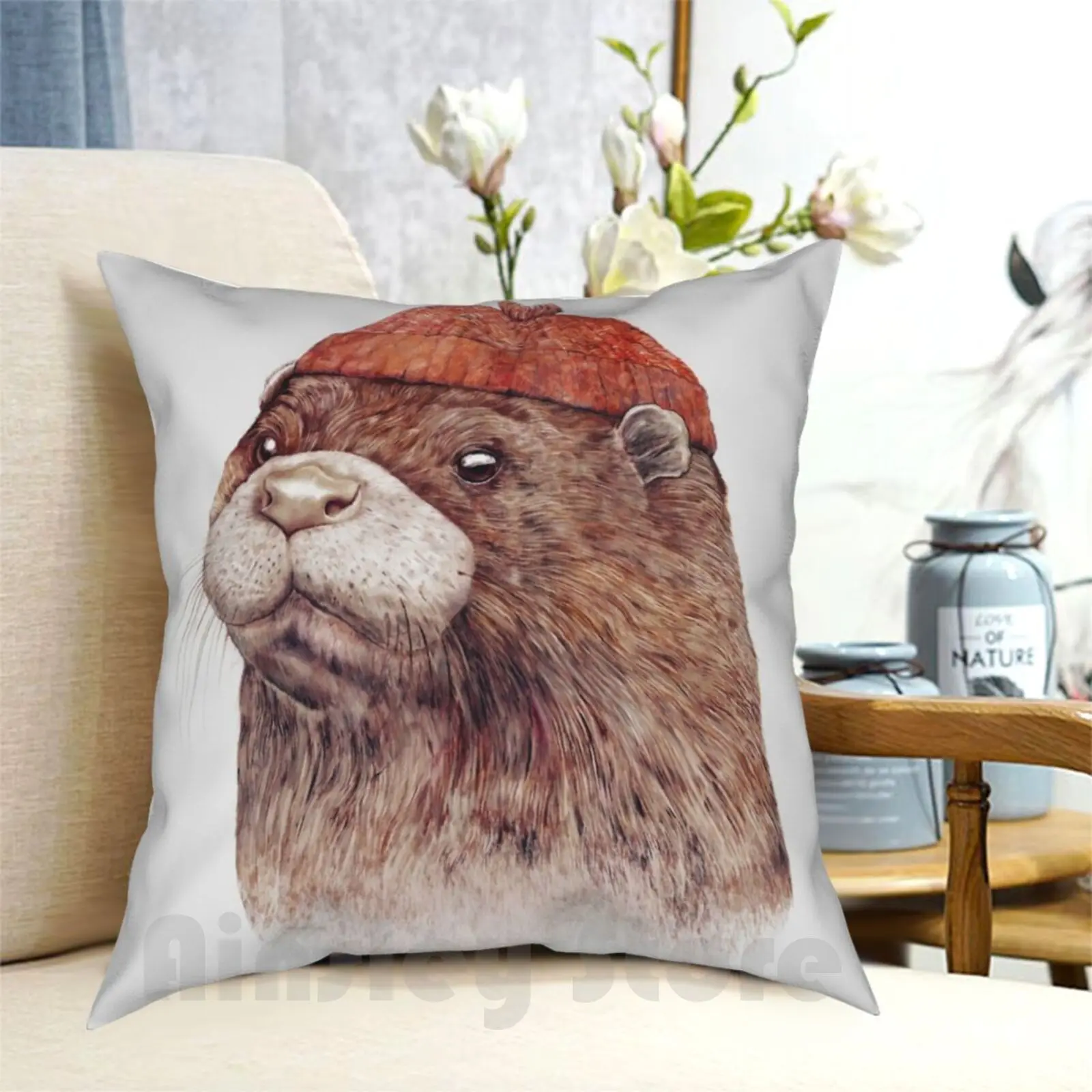 Otter Pillow Case Printed Home Soft Throw Pillow Sea Otter River Otter Animal Nursery Cute Otter Cute Animal Loveable