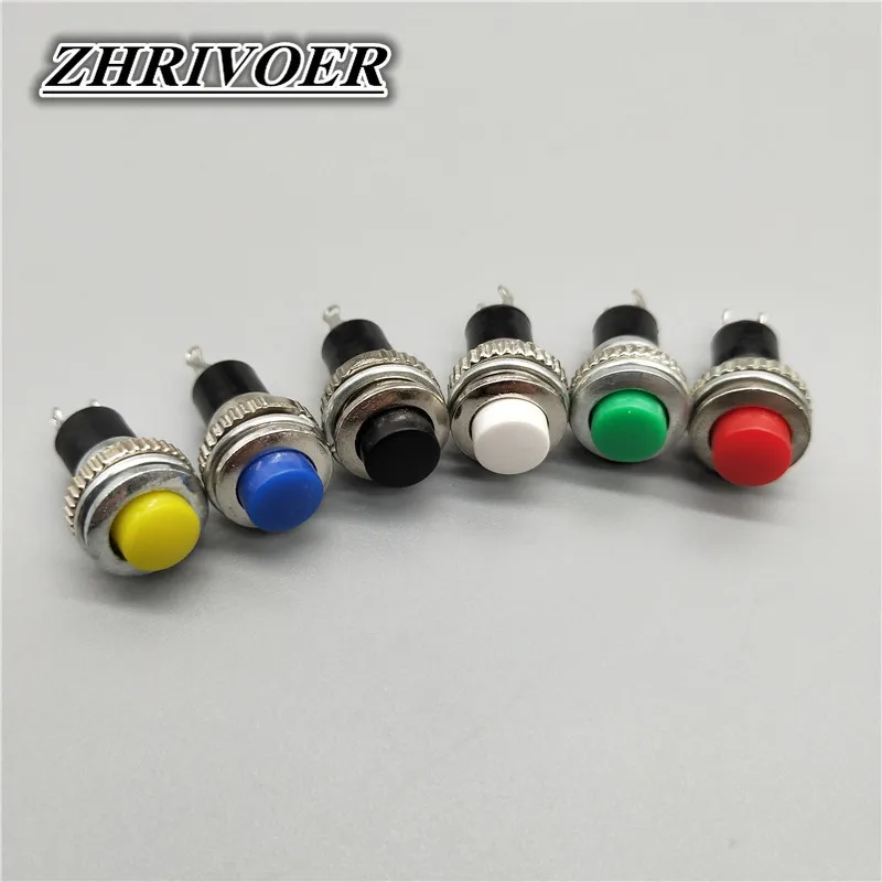 6Pcs 10mm DS-316 Self-reset Push Button Switch Momentary 1A/125VAC 2PIN 6Color