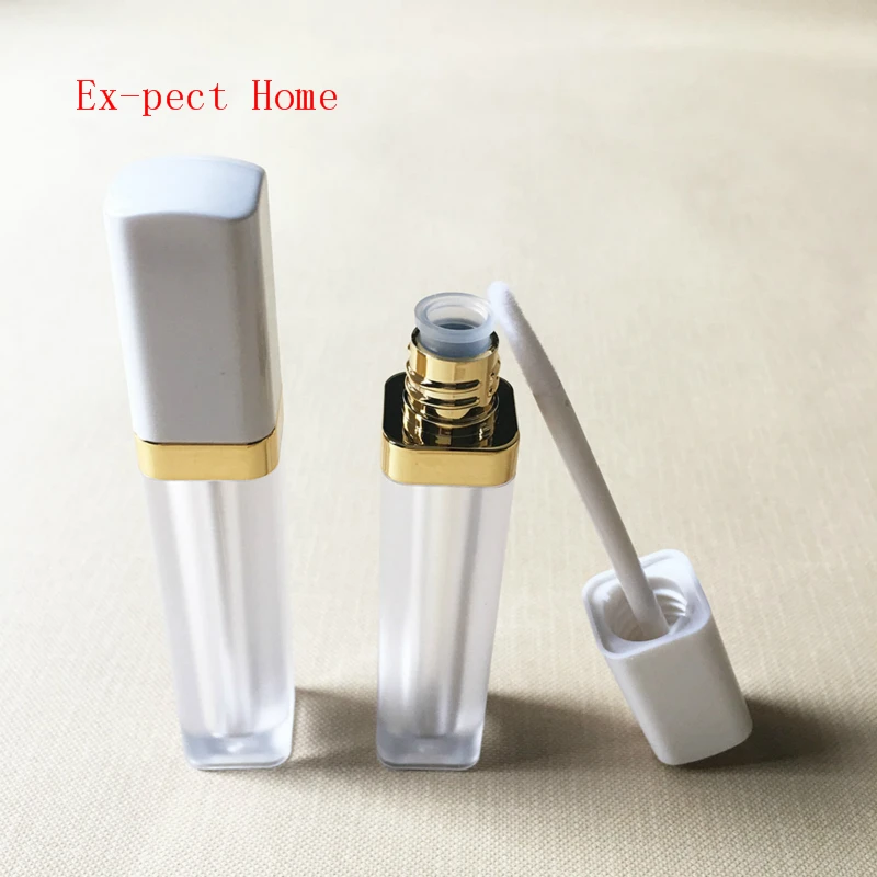 

Wholesale Custom Square Clear Lip Gloss Tube Bottle Packaging Container White Frosted Lip Gloss Bottle Empty Lipgloss Tubes