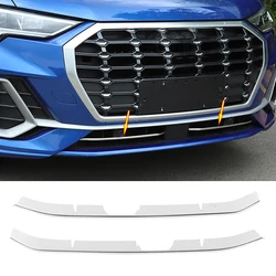 2pc Car Front Bumper Chrome Grille Cover Trim Molding For Audi Q3 F3 2019 2020 Car Styling Front Bumper Lower Grille Accessories