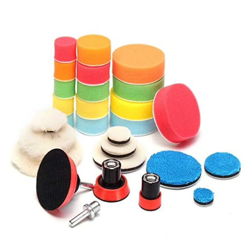 

29PCS Car Polishing Tool Set Waxing Sponge Polishing Pad Wool Backing Plate For Polisher Polishing Machine Car Wash Accessories