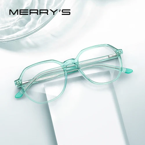 MERRYS-Gafas de acetato con montura para mujer, lentes graduadas ópticas, a la moda, S2314