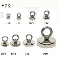 N42 Strong Neodymium Salvage Magnet NdFeB Fishing Magnets With Stainless Steel Ring Eyebolt Magnetic Hook Holder Dia 16mm-60mm