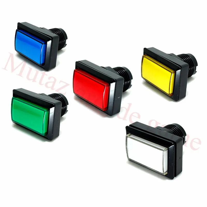 10PCS/Lot 51*34mm Rectangle Arcade push button arcade LED momentary button illuminated button with Microswitch for Mame Cabinet