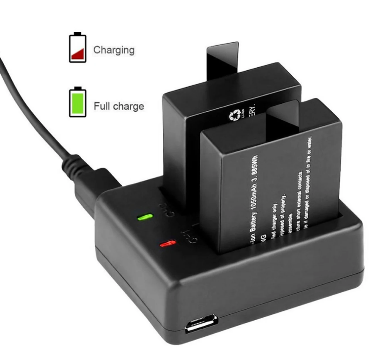 Battery and Dual USB charger for SJCAM SJ4000, SJ 4000, SJ4000wifi, SJ 5000, SJ5000wifi, SJ5000x Elite Sports Action Camera