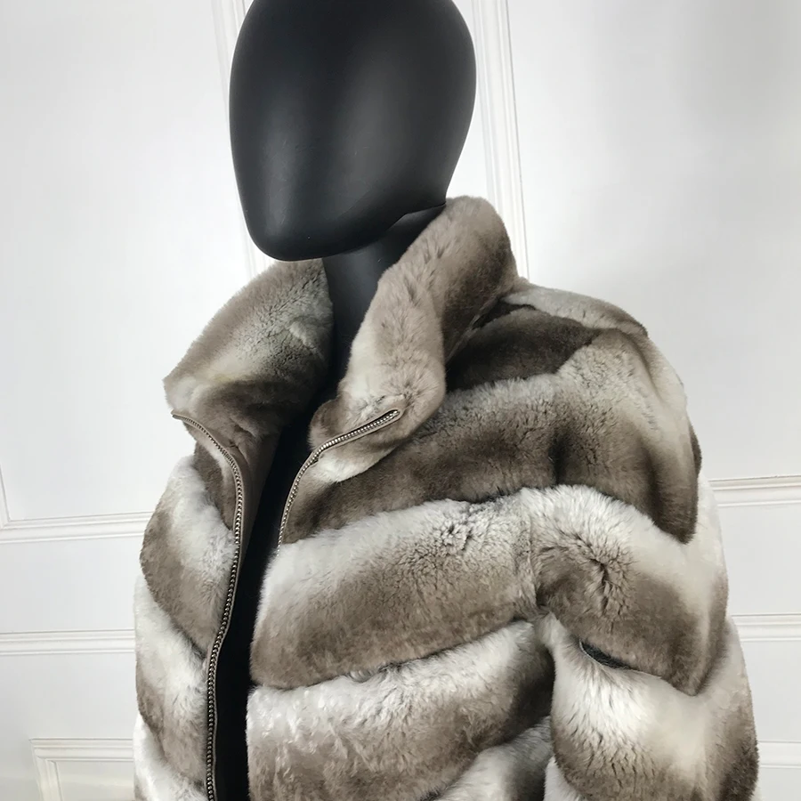 Giacca da donna in vera pelliccia di coniglio Rex Cappotto invernale caldo alla moda Stile caldo