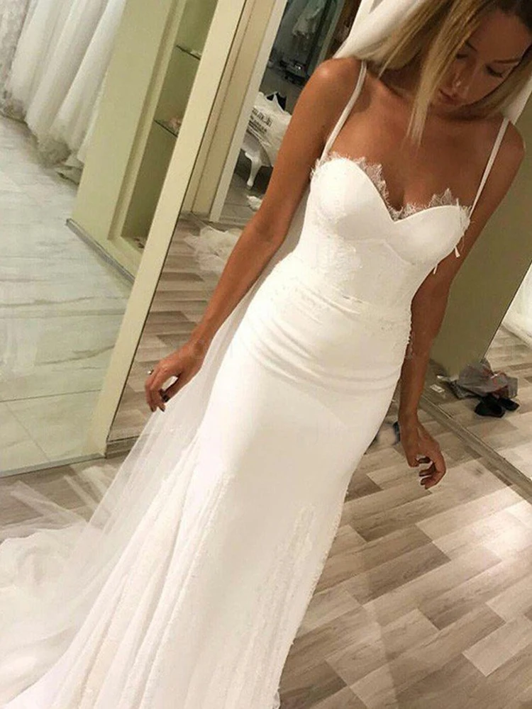 Lurxy – robe de mariée sirène, taille personnalisée, fermeture éclair au dos, sans manches, 2020