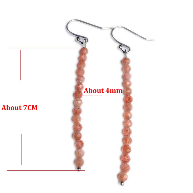 2024 New Natural Tourmaline crystal lapis lazuli stone 4mm faceted tassel earrings for Women Wedding Earing Fashion Jewelry Gift image 2
