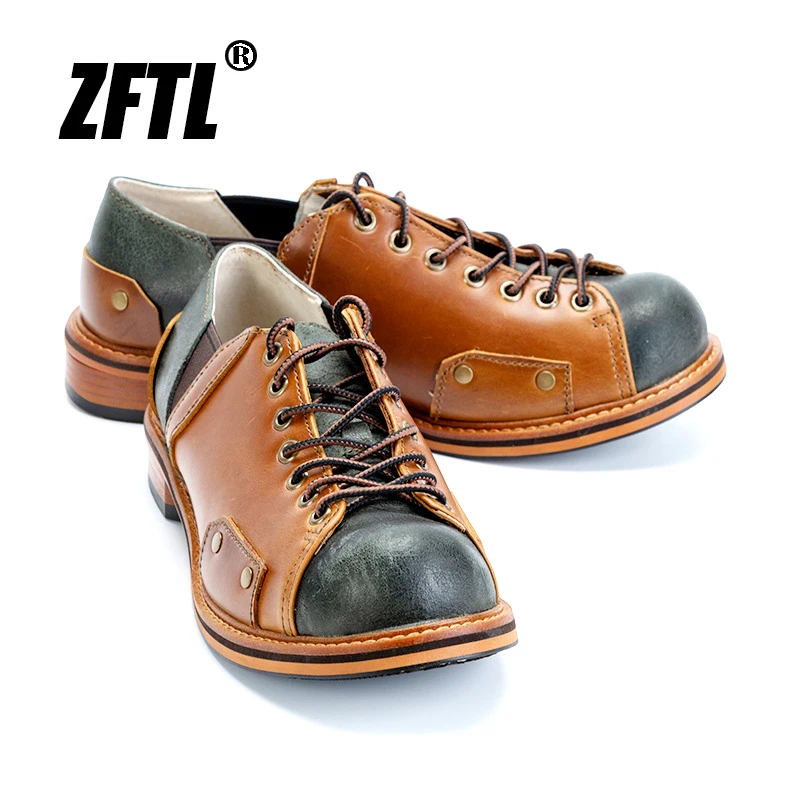 ZFTL Men's sneakers Genuine Leather Man CASUAL SHOES Men Tooling shoes British stitching shoes Vintage Lace-up booties 2023