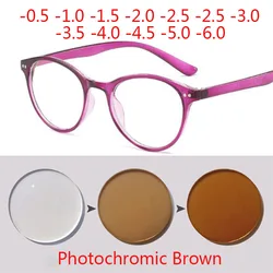 -1 -1.5 -2 -2.5 -3 -3.5 -4 -4.5 -5 -5.5 -6 Photochromic Myopia Prescription Glasses Women Eyewear Men Round Glasses