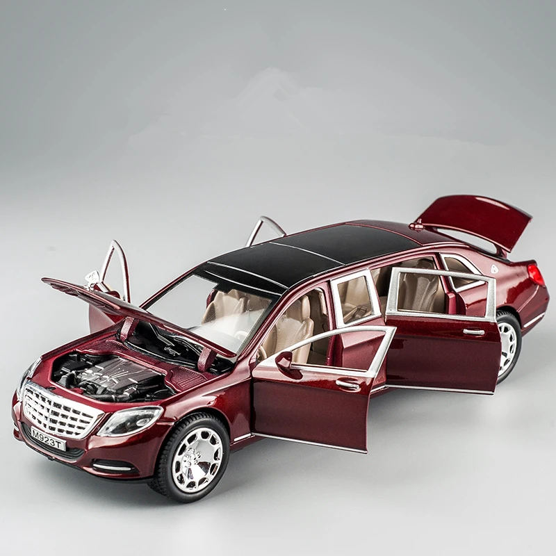 1:24 Maybach S600 modello di auto in metallo pressofuso in lega modelli di auto ad alta simulazione 6 porte possono essere aperte giocattoli di