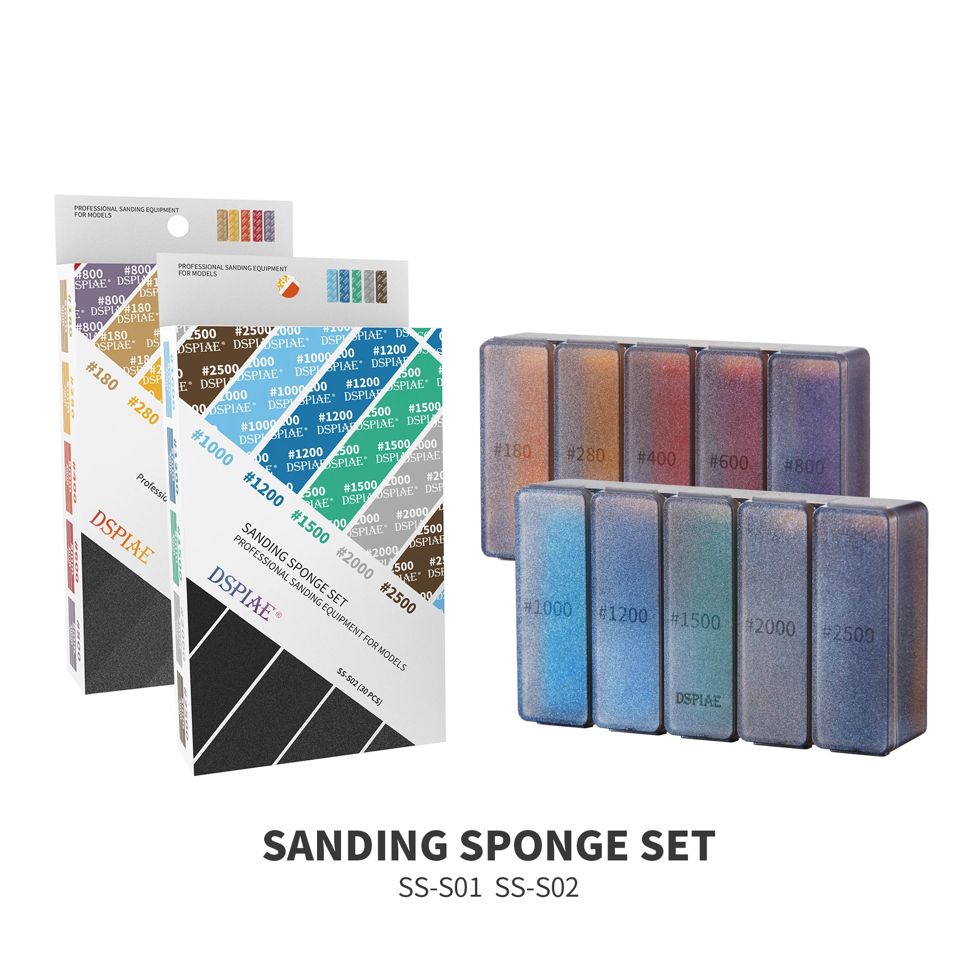 DSPIAE #180~#2500 Sanding Sponge Set Professional Sanding Equipment For Modeler Gundam Hobby DIY Sandpaper Sanding and Polishing