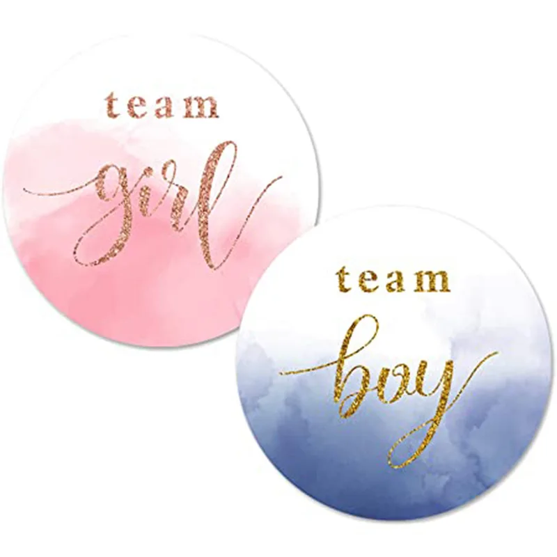 48pcs Baby Shower Gender Reveal Party Stickers Game Team Boys and Girls Pink Team Girl Blue Team Boy Party Game Supplies