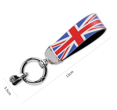 Auto Styling Alloy Key Case Cover Chain Red Union Jack Fit MIN F54 F55 F56F57F60 Clubman Countryman Car Accessories Keychain x1