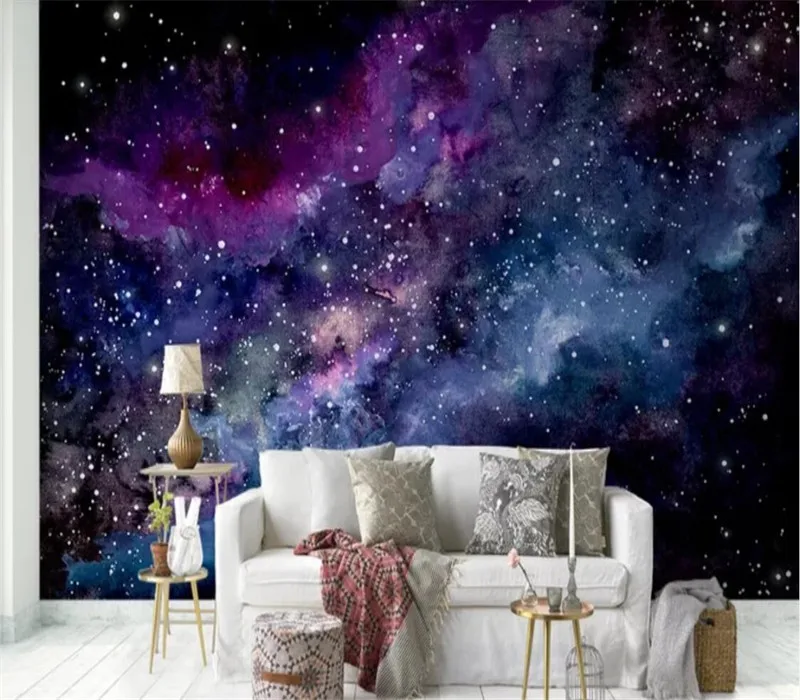 XUESU Snow mass custom wallpaper mural fantasy starry sky dynamic Nebula black hole background wall 8D waterproof wall cloth opt