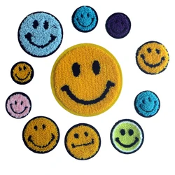 2pcs Lovely Towel Various Colors Smiling Face DIY Cloth Sticker Embroidered Clothes Accessories Sticker Ironing Patch Clothes Ba